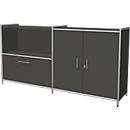 Sideboard Toledo, verrouillable, tiroir + casier ouvert, 2 HC, portes battantes, l. 1580 x P 380 mm, anthracite