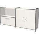 Sideboard Toledo, verrouillable, tiroir + casier ouvert, 2 HC, portes battantes, l. 1580 x P 380 mm, blanc