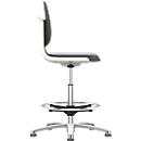 Siège d'atelier pivotant haut Labsit, similicuir, patins, l. 450 x P 420 x H 520 - 770 mm, blanc