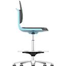 Siège d'atelier pivotant haut Labsit, similicuir, patins, l. 450 x P 420 x H 520 - 770 mm, bleu