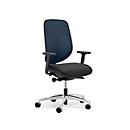 Siège de bureau 353 Giroflex, avec accoudoirs, mécanisme synchrone automatique, assise galbée, bleu/noir/alu blanc