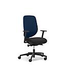 Siège de bureau 353 Giroflex, avec accoudoirs, mécanisme synchrone automatique, assise galbée, bleu/noir