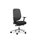 Siège de bureau 353 Giroflex, avec accoudoirs, mécanisme synchrone automatique, assise galbée, dossier 3D en filet, noir/alu blanc
