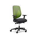 Siège de bureau 353 Giroflex, avec accoudoirs, mécanisme synchrone automatique, assise galbée, dossier 3D en filet, vert/noir