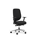 Siège de bureau 353 Giroflex, avec accoudoirs, mécanisme synchrone automatique, assise galbée, noir/alu blanc