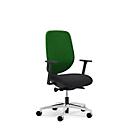 Siège de bureau 353 Giroflex, avec accoudoirs, mécanisme synchrone automatique, assise galbée, vert/noir/alu blanc