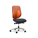 Siège de bureau 353 Giroflex, sans accoudoirs, mécanisme synchrone automatique, assise galbée, dossier 3D en filet, orange/noir/alu blanc