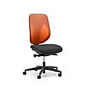 Siège de bureau 353 Giroflex, sans accoudoirs, mécanisme synchrone automatique, assise galbée, dossier 3D en filet, orange/noir