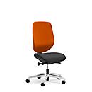 Siège de bureau 353 Giroflex, sans accoudoirs, mécanisme synchrone automatique, assise galbée, orange/noir/alu blanc