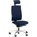 Siège de bureau CETO CT2450 Original Steifensand, mécanisme synchrone, sans accoudoirs, assise en tissu mince, avec repose-nuque, bleu foncé