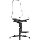 Siège de bureau NEON bimos, mécanisme synchrone, modèle de base sans rembourrage, patins + anneau repose-pieds, bande flex gris