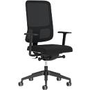 Siège de bureau NowyStyl UTILA, avec accoudoirs, mécanisme synchrone, siège multicouche, hauteur/profondeur d'assise réglables, dossier avec revêtement résille, noir/noir