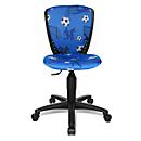 Siège de bureau pivotant pour enfants S&#39;cool motif footbal, assise galbée, sans accoudoirs, bleu/noir