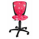 Siège de bureau pivotant pour enfants S&#39;cool motif petits coeurs, assise galbée, sans accoudoirs, rose/noir