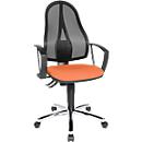 Siège de bureau Point Net Topstar, à contact permanent, avec accoudoirs, dossier en filet réglable, orange