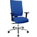 Siège de bureau PROFI STAR 15 high, mécanisme synchrone, assise plate, dossier ergonomique, livré avec accoudoirs, piétement chromé, bleu