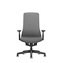 Siège de bureau PUREis3 Interstuhl, accoudoirs réglables, mécanisme synchrone 3D automatique, assise galbée, dossier capitonné en filet, gris fer/noir