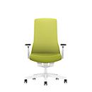 Siège de bureau PUREis3 Interstuhl, accoudoirs réglables, mécanisme synchrone 3D automatique, assise galbée, dossier capitonné en filet, vert printanier/blanc