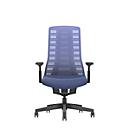 Siège de bureau PUREis3 Interstuhl, accoudoirs réglables, mécanisme synchrone 3D automatique, assise galbée, dossier en filet, bleu cobalt/noir