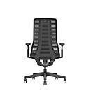 Siège de bureau PUREis3 Interstuhl, accoudoirs réglables, mécanisme synchrone 3D automatique, assise galbée, dossier en filet, noir/noir