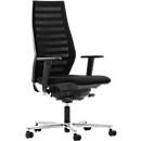 Siège de bureau R12, avec accoudoirs, armature en aluminium poli, noir