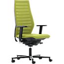 Siège de bureau R12, avec accoudoirs, armature noire, vert