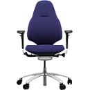 Siège de bureau RH Mereo 220, avec accoudoirs, mécanisme synchrone, assise plate, soutien lombaire, bleu/argenté