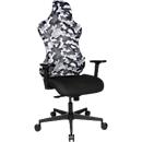 Siège de bureau Sitness RS Sport Camouflage, mécanisme synchrone 3D, assise galbée, appui-tête intégré, avec accoudoirs, gris blanc/noir