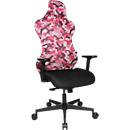 Siège de bureau Sitness RS Sport Camouflage, mécanisme synchrone 3D, assise galbée, appui-tête intégré, avec accoudoirs, rose/noir