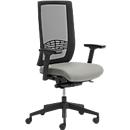 Siège de bureau WIKI, avec accoudoirs, dossier en maille, structure en plastique, gris clair