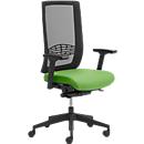 Siège de bureau WIKI, avec accoudoirs, dossier en maille, structure en plastique, verte