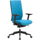 Siège de bureau WIKI, avec accoudoirs, dossier en tissu, structure en plastique, bleu clair