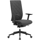 Siège de bureau WIKI, avec accoudoirs, dossier en tissu, structure en plastique, noir