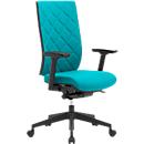 Siège de bureau WIKI, avec accoudoirs, dossier en tissu, structure en plastique, turquoise