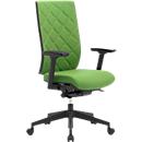 Siège de bureau WIKI, avec accoudoirs, dossier en tissu, structure en plastique, verte