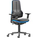 Siège de travail pivotant bimos Neon XXL 9575, jusqu'à 180 kg, sans appui-tête, avec accoudoirs, mécanisme synchrone, rembourrage en mousse PU, noir-bleu
