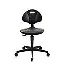 Siège de travail pivotant Topstar TEC 25, mécanisme à contact permanent, assise ergonomique, roulettes pour sols durs, piètement en mousse PU/polyamide, noir/noir