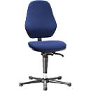 Siège pivotant pour laboratoire Basic 9132, avec patins, rembourrage tissu, bleu Duotec