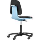 Siège pivotant pour laboratoire LABSIT, sans accoudoirs, avec roulettes, hauteur du dossier 420 mm, similicuir, bleu