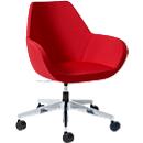 Siège visiteur KONSIT, piètement en croix, tissu rouge