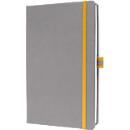 Sigel carnet de notes Linescape, 176 pages, DIN A5, 80 g/m², quadrillé, élastique, passant pour stylo bicolore, gris clair/jaune