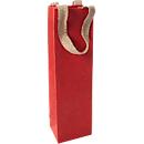 Sigel Flaschentasche Red Coco, Grösse S, mit Bodeneinlage und breiten Jutegriffen, L 80 x B 100 x H 355 mm, Jutefaserpapier, rot, 5 Stück