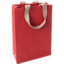Sigel Geschenktüte Red Coco, Grösse S, mit Bodeneinlage und breiten Jutegriffen, L 80 x B 190 x H 280 mm, Jutefaserpapier, rot, 5 Stück