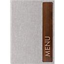 Sigel Porte-menus SM223, A5, incl. 2 pochettes transparentes doubles pour 8 pages A5, reliure caoutchouc, bois/PU, marron-gris clair, 1 pièce