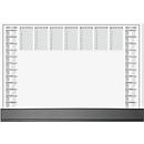 Sigel schrijfblok, weekindeling, grijs, ca. A2, kalender 2026/2027, DE/EN/FR/NL, zwarte beschermstrook, 40 vel