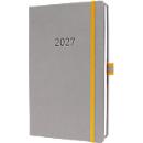 Sigel Wochenkalender Linescape 2027, A5, für 1 Jahr, Vertikal-Layout, 176 Seiten, 1 Woche/2 Seiten, Stiftschlaufe, PU-Hardcover, gelb-hellgrau