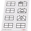 Signes tactiques unités Taktifol, rectangulaires, autocollants, inscriptibles, effaçables à sec, L 46 x l 32 mm, noir, 8 signes