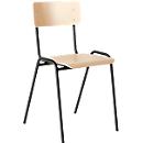Silla apilable Ceha® CS 3, apilable hasta 15 unidades, sin reposabrazos, madera contrachapada y tubo de acero con recubrimiento de polvo, An 385 x Pr 390 x Al 490 mm, haya/negro