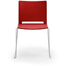 Silla apilable ILike, con patines de plástico, armazón barnizado aluminio gris, rojo, 4 unidades