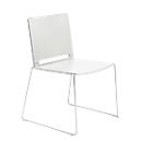 Silla apilable ILike, con patines de plástico, armazón cromado, blanco, 4 unidades